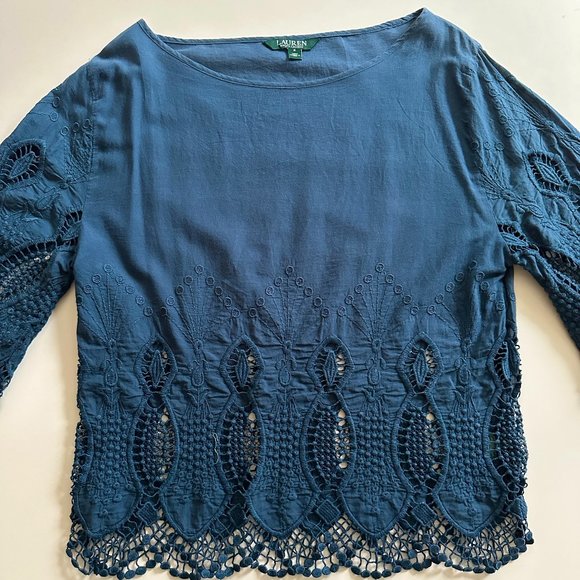 RALPH LAUREN Scallop‎ Trim Cotton Top - Picture 3 of 6